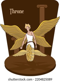 Illustration Vector Isolated Of Christian Mythology, Angels Hierarchy, Thrones, Superior Hierarchy.