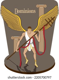 Illustration Vector Isolated Of Christian Mythology, Angels Hierarchy, Dominions, Middle Hierarchy.