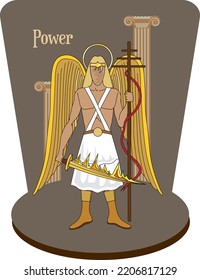 Illustration Vector Isolated Of Christian Mythology, Angels Hierarchy, Power, Middle Hierarchy.