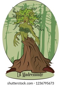 Illustration vector isolated of Colombian Mythical creatures, forest mother, Madremonte.