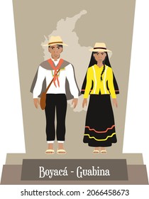 Illustrationsvektor einzeln auf kolumbianischen traditionellen Kostümen, kolumbianischen Tänzen, Boyacá, Guabina.