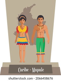 Illustration vector isolated of Colombian traditional costumes, colombian dances Caribe, Mapale.