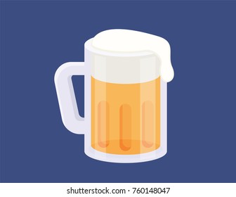 Illustration vector isolated of craft beer with foam on flat style.