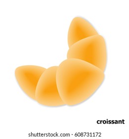 Illustration vector isolated of croissant top view on white background.