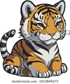 illustration vector isolated cute chinesse tiger