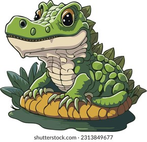 ilustración vector aislado cocodrilo lindo
