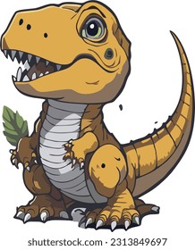 illustration vector isolated cute yellow t rex