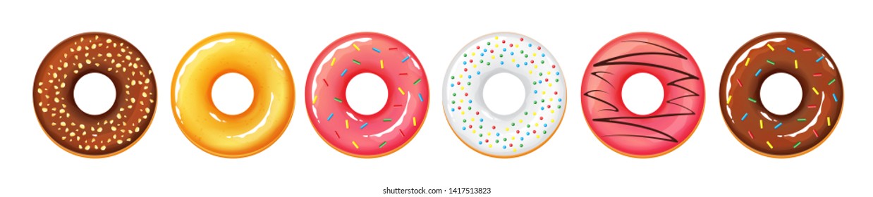 Illustration vector isolated dessert doughnut or donuts on white background 