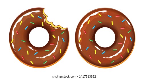 Illustration vector isolated dessert doughnut or donuts on white background 