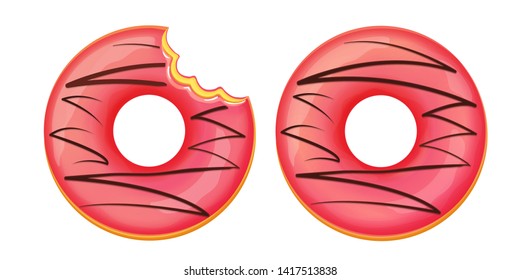 Illustration vector isolated dessert doughnut or donuts on white background 