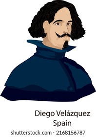 Illustration Vector Isolated Of Diego Velázquez, Spanish Painter