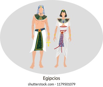 Illustration vector isolated of egyptian, traditional costumes, egipcios