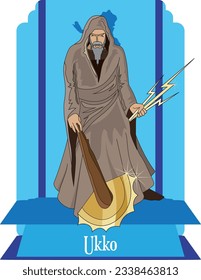 illustration vector isolated of Finnish God, Ukko, Ylijumala, Main god, thunder god, time god