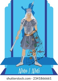 ilustración vectorial aislado de Dios finlandés, Ahto, Ahti, dios del mar, dios de la Profundidad, Dios pescador.