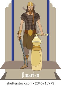 illustration vector isolated of Finnish God, Ilmarien, blacksmith, seppo, maker