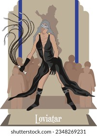 illustration vector isolated of Finnish Goddess, Loviatar, the blind deity of diseases and plagues.