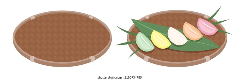 Illustration vector isolated food dish on white background of traditional  Korean rice cake on full moon harvest festival.