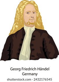 Illustration vector isolated of Georg Friedrich Handel, german composer and musician.