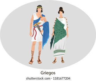 Illustration vector isolated of grecian, traditional costumes