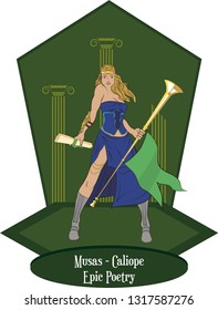 Illustration Vector Isolated of greek goddess, muses, Caliope - Epic Poetry - Vector.