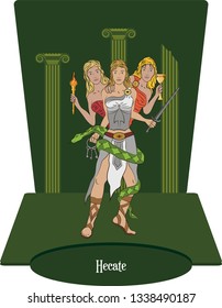 Illustration vector Isolated of Greek goddess, Hecate