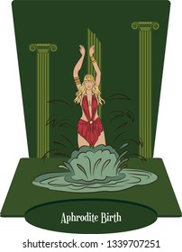 Illustration vector Isolated of Greek goddess, Aphrodite Birth