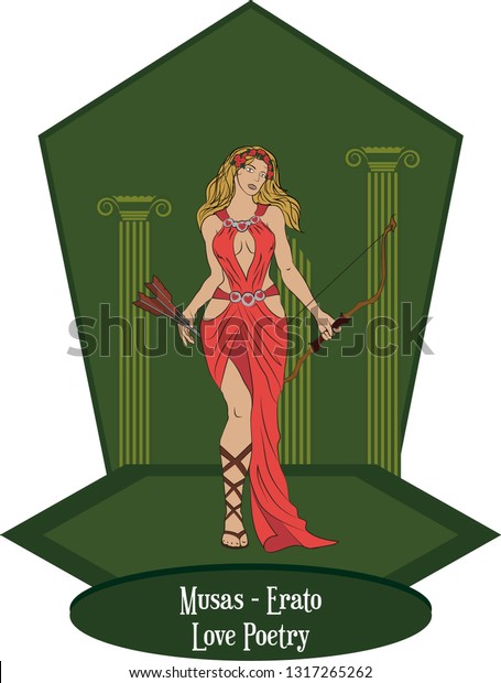 Illustration Vector Isolated Greek Goddess Muses Stock Vector