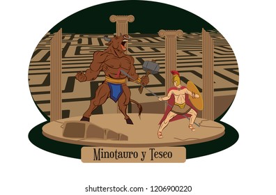 Illustration vector isolated of Greek Myths, Minotaur