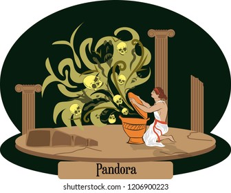 Illustration vector isolated of Greek Myths, Pandora's box.