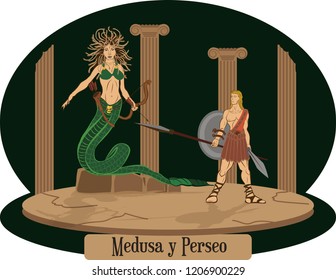 Illustration vector isolated of Greek Myths, Medusa. 