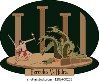 Illustration vector isolated Greek Myths  Hercules   hydra