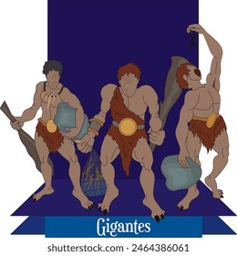 Illustration vector isolated of Greek and Roman myths, giants, 