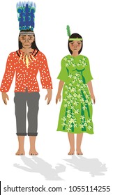 Illustration vector isolated of Guahibos, Colombian native people indigenous