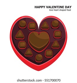 Illustration vector isolated of heart chocolate box on white background.