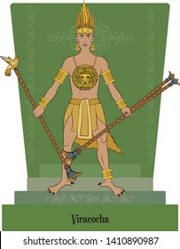 Illustration vector isolated of Inca, Mythical God Viracocha, creator God,  creator deity.