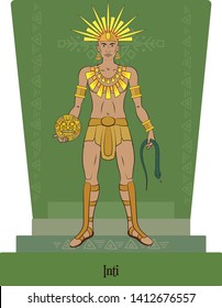 Illustration vector isolated of Inca, Mythical God INTI, Sun God.