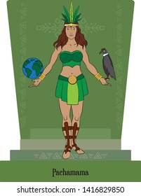 Illustration vector isolated of Inca, Mythical Goddess Pachamama, earth goddess.