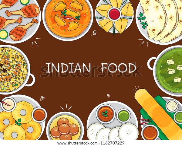 Illustration Vector Isolated Indian Food Dishes Stock Vector Royalty Free 1162707229