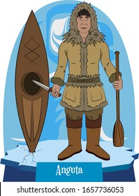 Illustration vector isolated of Inuit, Eskimo god Anguta , main, creator god, and supreme being among of the Inuit people