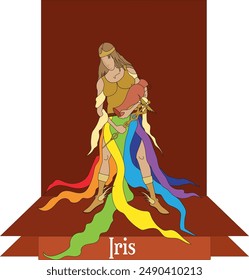 Illustration vector isolated of Iris the rainbow goddess.