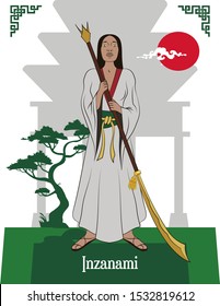 Vector de ilustración aislado del dios mítico japonés, Inzanami, creación y diosa de la muerte.