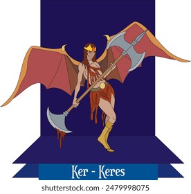 Ilustración Vector aislado de Keres, Ceres, Parcas, el griego mítico personificaba la muerte violenta.