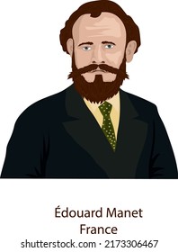 Illustration Vector Isolated Of Édouard Manet, French Painter And Engraver