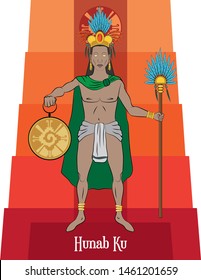 Illustration vector isolated of Mayan mythical god, Hunab Ku, main god