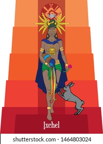 Illustration vector isolated of Mayan mythical god, Ixchel, Water goddess, moon goddess, love goddess, medicine goddess