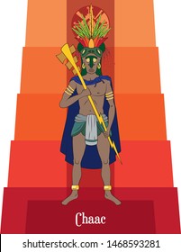 Illustration vector isolated of Mayan mythical god, Chaac, Rain god, Storm god.