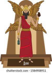 Illustration vector isolated of Mesopotamian mythical god, Anu, Sky god, king of gods