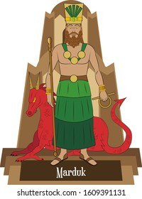 Illustration vector isolated of Mesopotamian mythical god, Marduk, god of war.