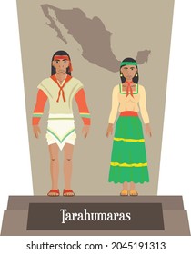 Illustration vector isolated of  Mexican, Native Traditional costumes Tarahumaras