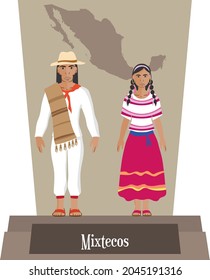 Illustration vector isolated of  Mexican, Native Traditional costumes Mixtecos